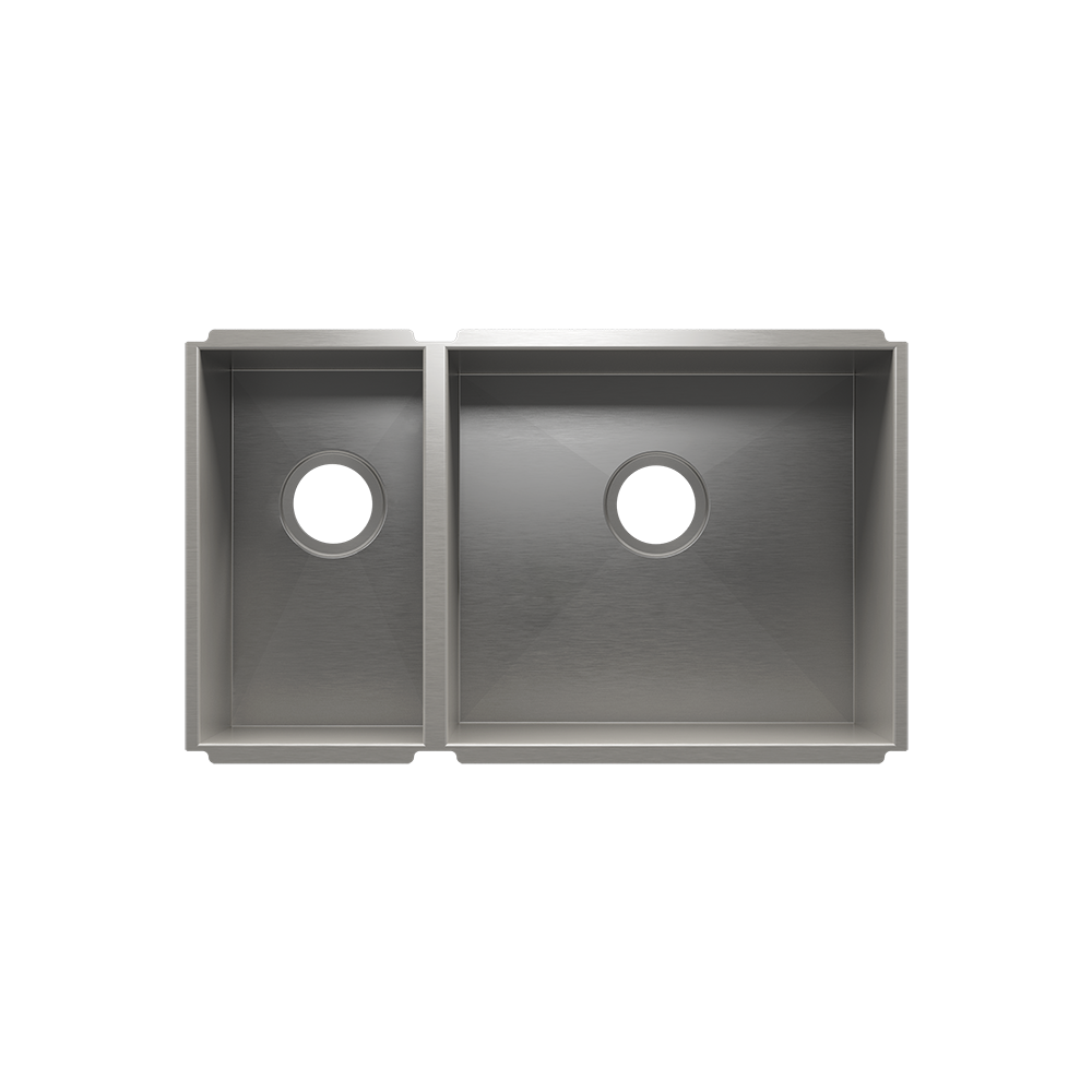 Julien Undermount UrbanEdge Double Bowl Kitchen Sink, L9"x16"x8" R18"x16"x10"