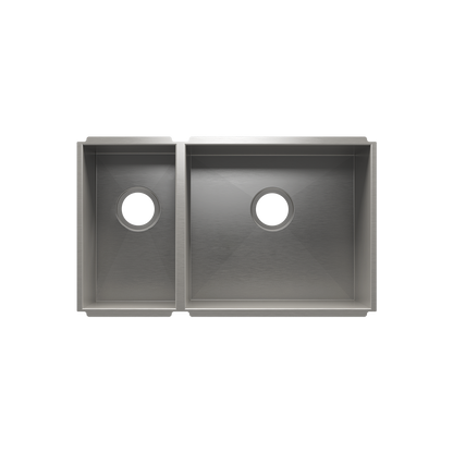 Julien Undermount UrbanEdge Double Bowl Kitchen Sink, L9"x16"x8" R18"x16"x10"