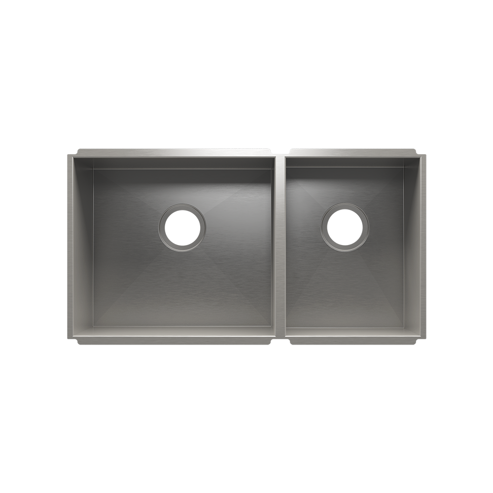 Julien Undermount UrbanEdge Double Bowl Kitchen Sink, L18"x16"x8" R12"x16"x8"