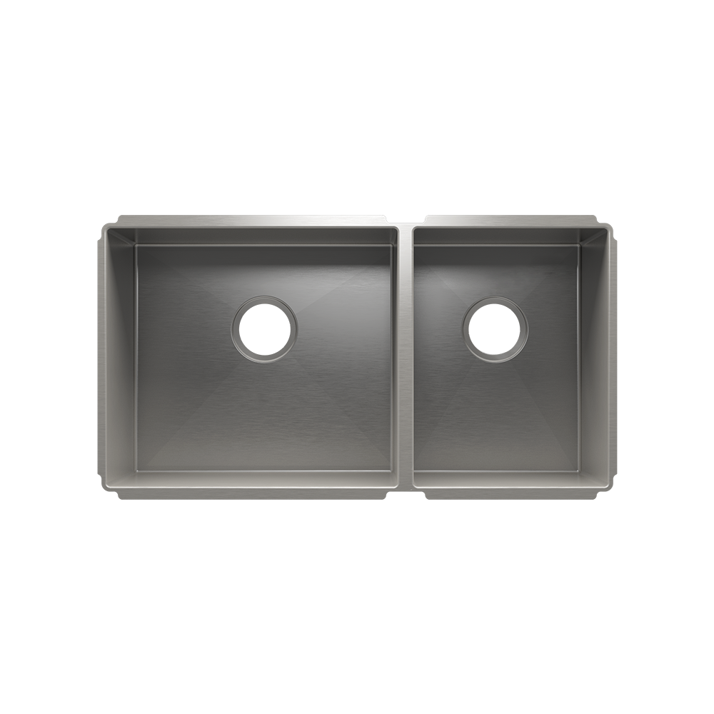 Julien Undermount J7 Double Bowl Kitchen Sink, L18"x16"x8" R12"x16"x8"