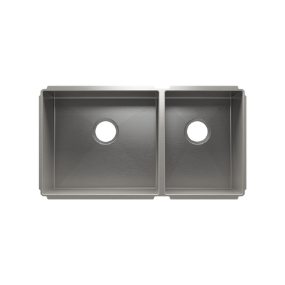 Julien Undermount J7 Double Bowl Kitchen Sink, L18"x16"x8" R12"x16"x8"