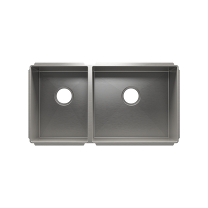 Julien Undermount J7 Double Bowl Kitchen Sink, L12"x16"x8" R18"x16"x8"