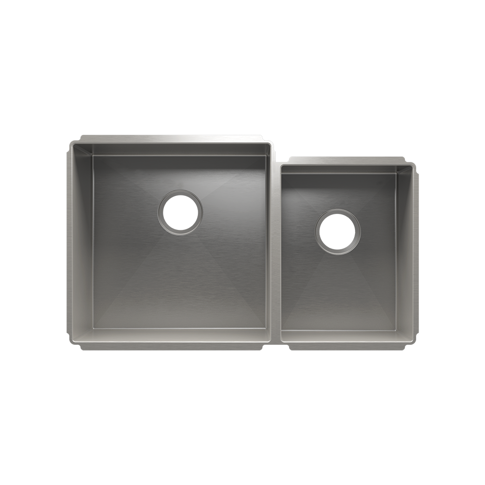 Julien Undermount J7 Double Bowl Kitchen Sink, L18"x18"x10" R12"x16"x8"