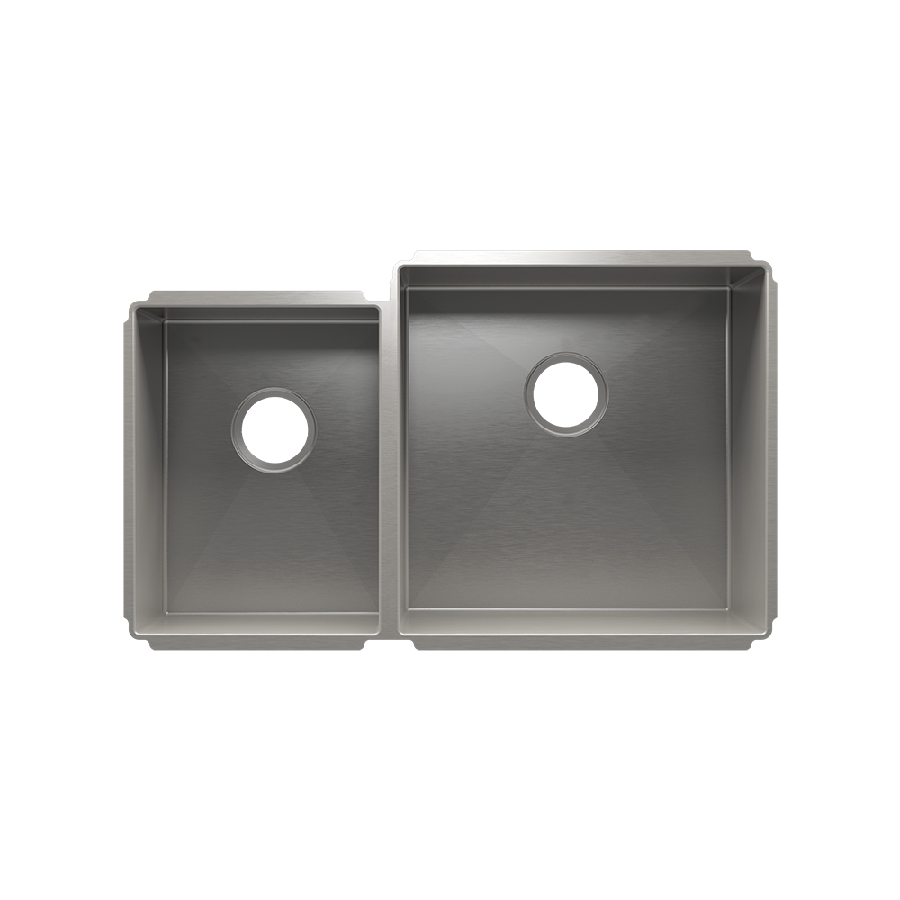 Julien Undermount J7 Double Bowl Kitchen Sink, L12"x16"x8" R18"x18"x10"