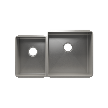 Julien Undermount J7 Double Bowl Kitchen Sink, L12"x16"x8" R18"x18"x10"