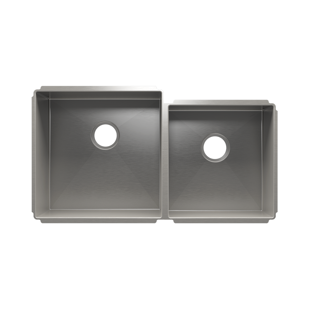 Julien Undermount J7 Double Bowl Kitchen Sink, L18"x18"x10" R15"x16"x8"