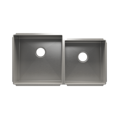 Julien Undermount J7 Double Bowl Kitchen Sink, L18"x18"x10" R15"x16"x8"