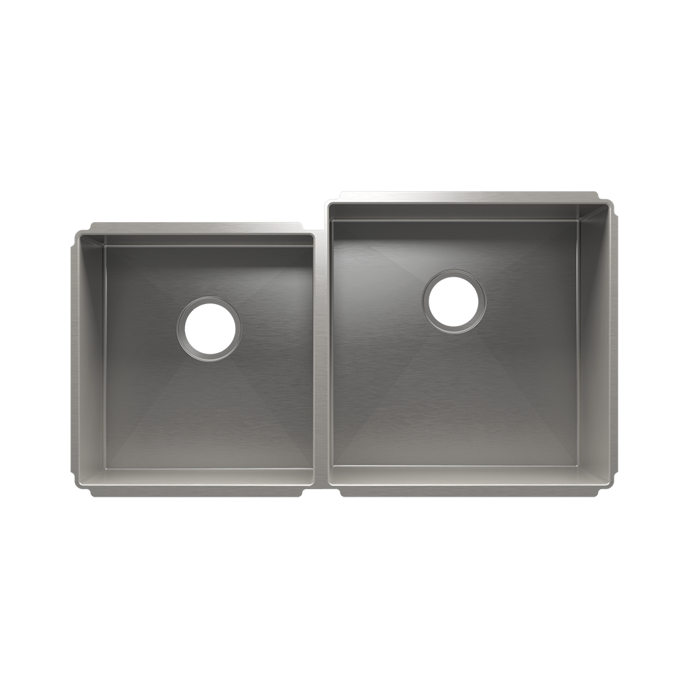 Julien Undermount J7 Double Bowl Kitchen Sink, L15"x16"x8" R18"x18"x10"