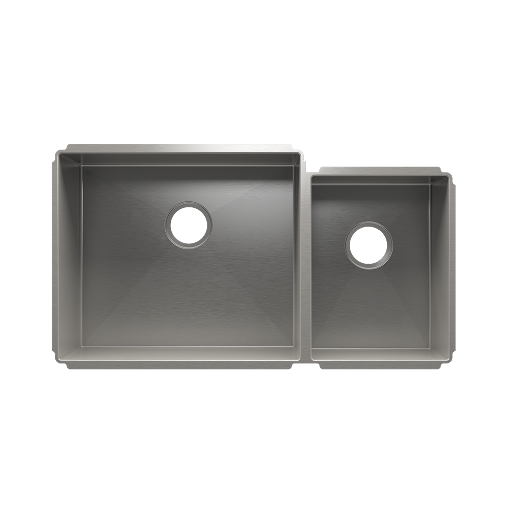Julien Undermount J7 Double Bowl Kitchen Sink, L21"x18"x10" R12"x16"x8"