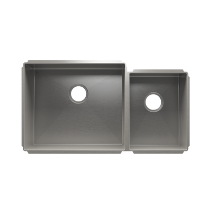 Julien Undermount J7 Double Bowl Kitchen Sink, L21"x18"x10" R12"x16"x8"