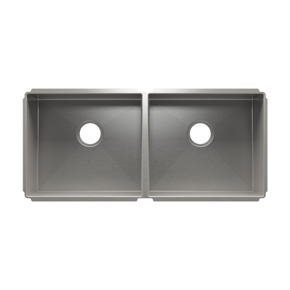 Julien Undermount J7 Double Bowl Kitchen Sink, L18"x16"x8" R18"x16"x8"