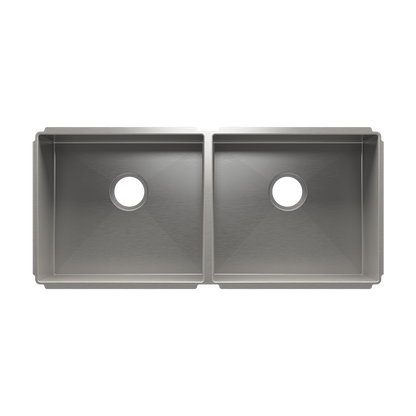 Julien Undermount J7 Double Bowl Kitchen Sink, L18"x16"x8" R18"x16"x8"