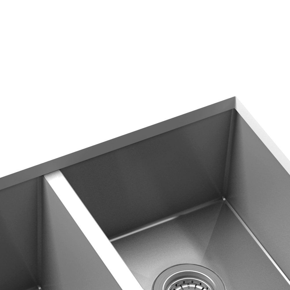 Julien Undermount J7 Double Bowl Kitchen Sink, L18"x16"x8" R18"x16"x8"