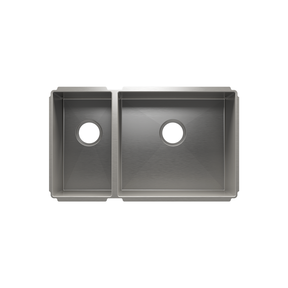 Julien Undermount J7 Double Bowl Kitchen Sink, L9"x16"x8" R18"x16"x10"