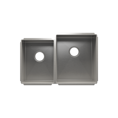 Julien Undermount J7 Double Bowl Kitchen Sink, L12"x16"x8" R15"x18"x10"