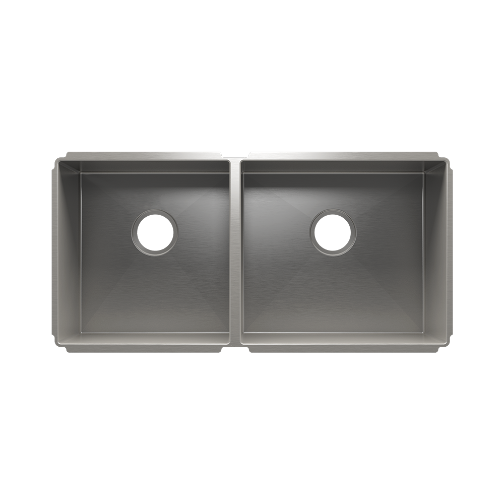 Julien Undermount J7 Double Bowl Kitchen Sink, L15"x16"x8" R18"x16"x10"