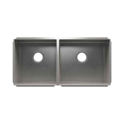 Julien Undermount J7 Double Bowl Kitchen Sink, L15"x16"x8" R18"x16"x10"