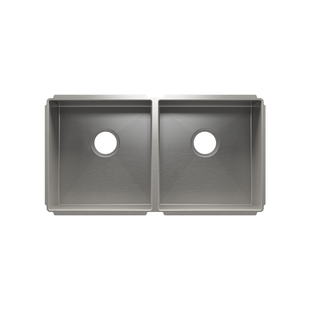 Julien Undermount J7 Double Bowl Kitchen Sink, L15"x16"x8" R15"x16"x8"