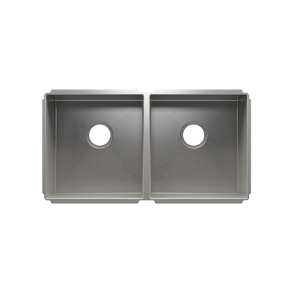 Julien Undermount J7 Double Bowl Kitchen Sink, L15"x16"x8" R15"x16"x8"