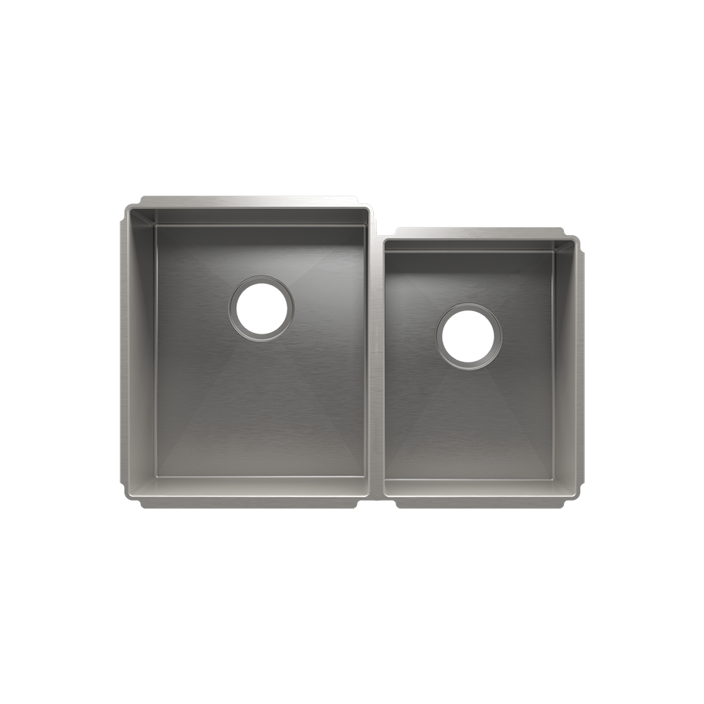 Julien Undermount J7 Double Bowl Kitchen Sink, L15"x18"x10" R12"x16"x8"