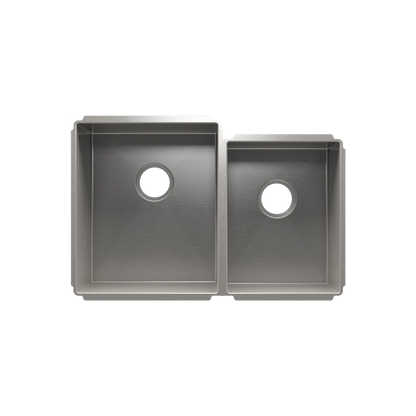 Julien Undermount J7 Double Bowl Kitchen Sink, L15"x18"x10" R12"x16"x8"