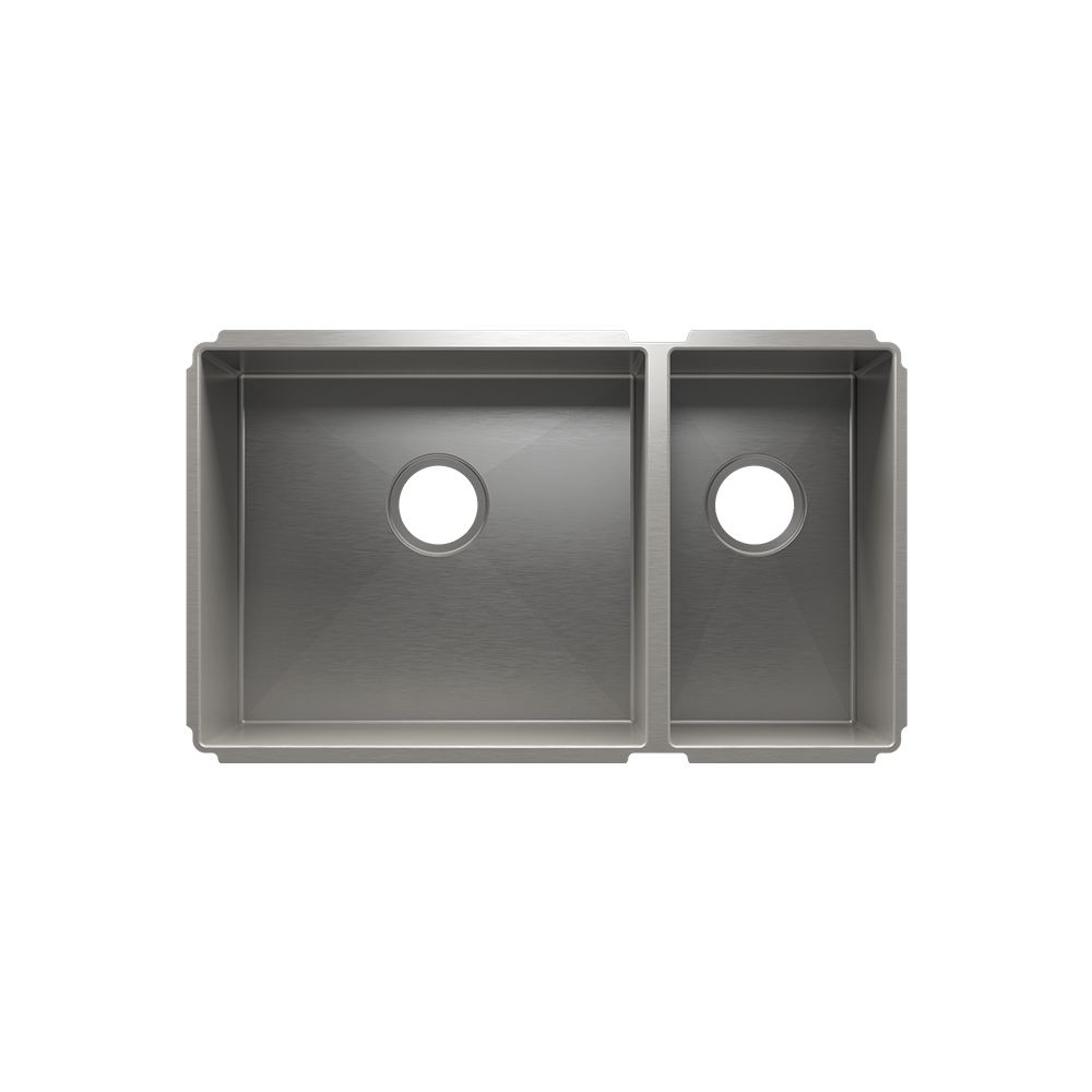 Julien Undermount J7 Double Bowl Kitchen Sink, L18"x16"x10" R9"x16"x8"