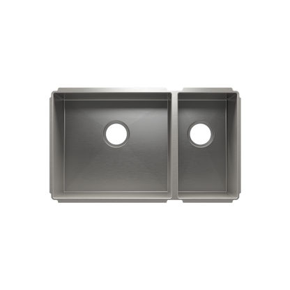 Julien Undermount J7 Double Bowl Kitchen Sink, L18"x16"x10" R9"x16"x8"