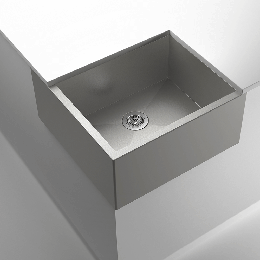 Julien Undermount Single Bowl Kitchen Sink with Left Corner Apron, 23"x18"x10"