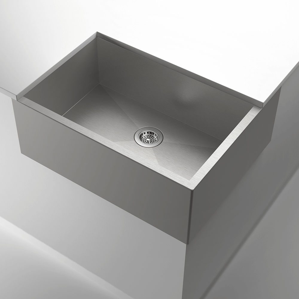 Julien Undermount Single Bowl Kitchen Sink with Right Corner Apron, 29"x18"x10"