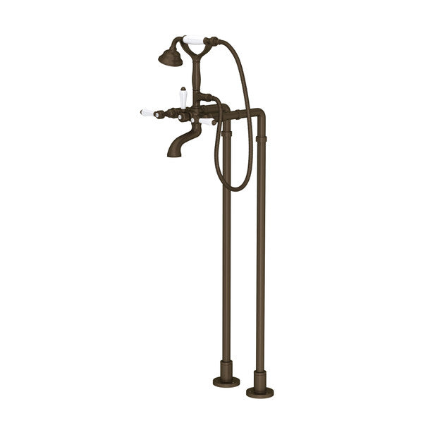 ROHL Exposed Floor Mount Tub Filler With Handshower & Floor Pillar Legs Or Supply Unions