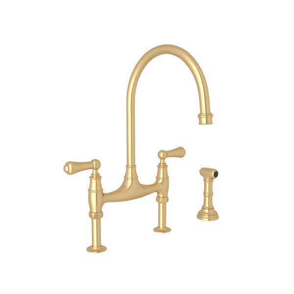Perrin & Rowe Georgian Era Bridge Kitchen Faucet With Side Spray