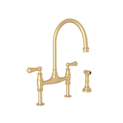 Perrin & Rowe Georgian Era Bridge Kitchen Faucet With Side Spray