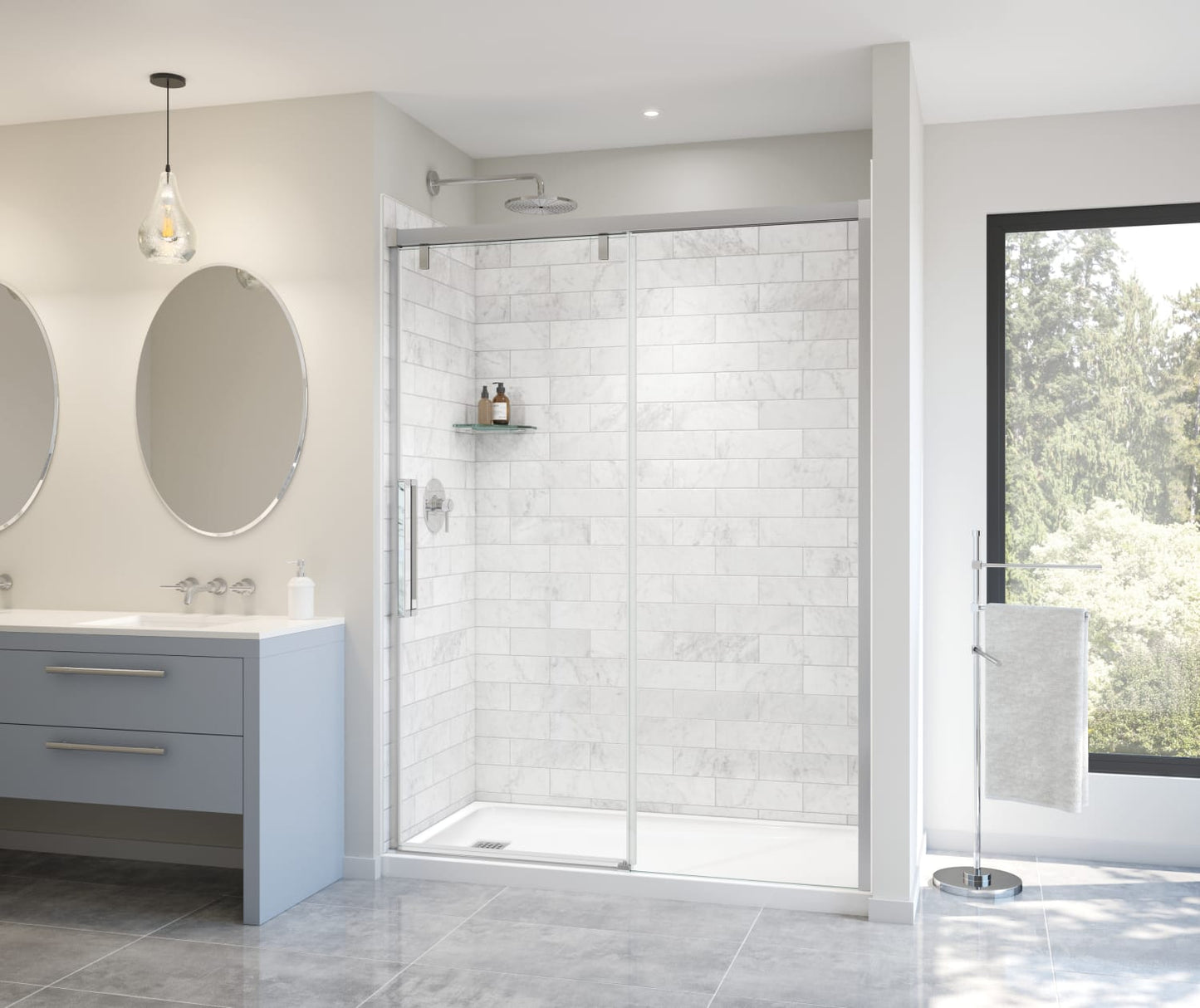 Uptown 56-59 x 76 in. 8 mm Sliding Shower Door for Alcove Installation with Clear glass in Chrome