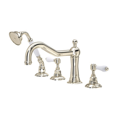 ROHL Acqui 4-Hole Deck Mount Column Spout Tub Filler With Handshower