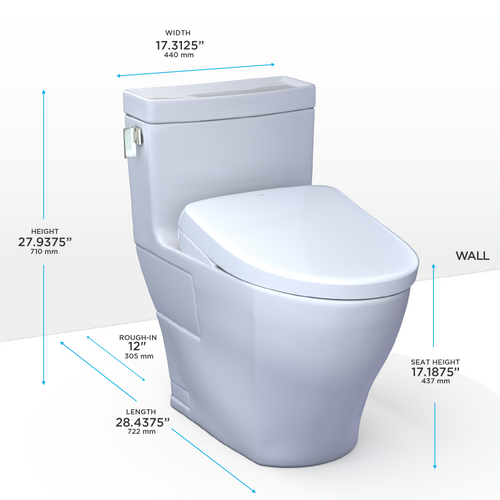 Toto Legato - WASHLET®+ S7 One-Piece Toilet - 1.28 GPF