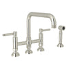 ROHL Campo Deck Mount U-Spout 3 Leg Bridge Faucet With Sidespray