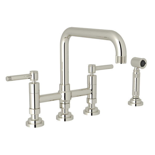 ROHL Campo Deck Mount U-Spout 3 Leg Bridge Faucet With Sidespray