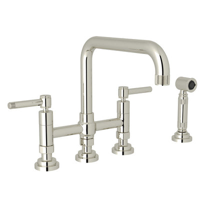 ROHL Campo Deck Mount U-Spout 3 Leg Bridge Faucet With Sidespray