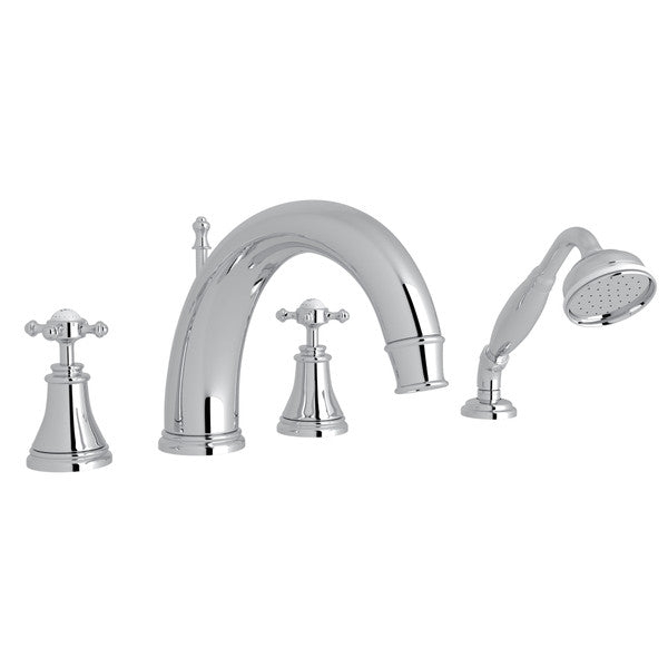 Perrin & Rowe Georgian Era™ 4-Hole Deck Mount Tub Filler With C-Spout
