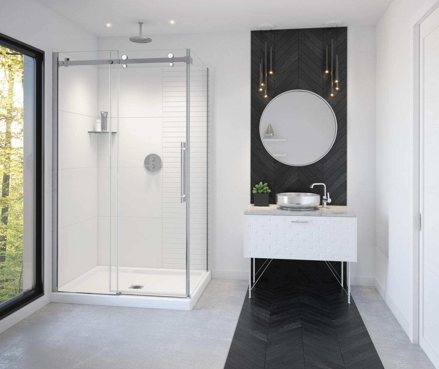 Vela 44 ½-47 x 78 ¾ in. 8mm Sliding Shower Door for Alcove Installation with Clear glass in Chrome