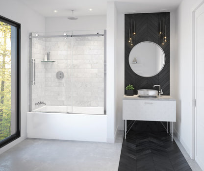 Vela 56 ½-59 x 59 in. 8 mm Sliding Tub Door for Alcove Installation with Clear glass in Chrome
