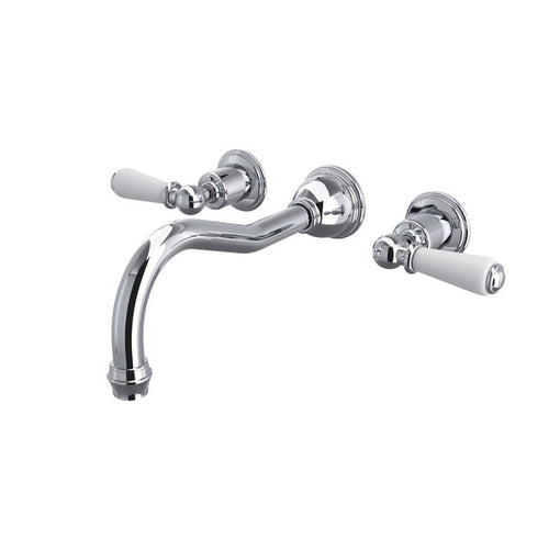 Perrin & Rowe Edwardian 3-Hole Wall Mount Column Spout Tub Filler - With Metal Lever Handle.3780L