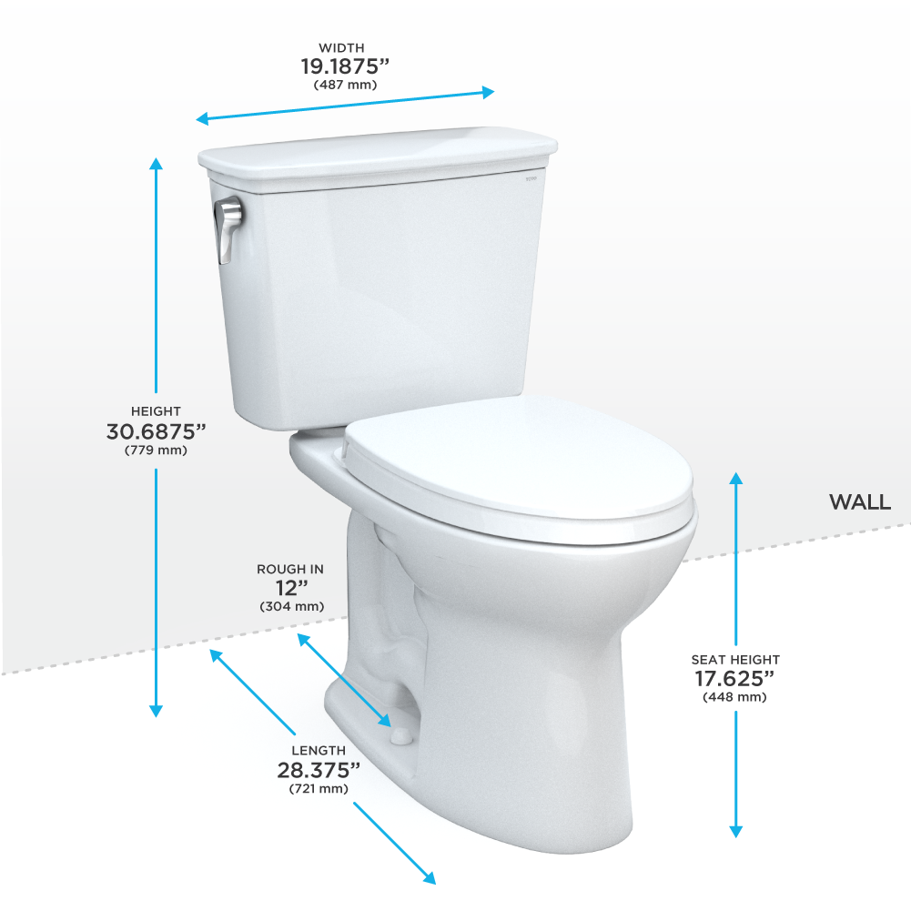 Toto Drake Transitional Two-Piece Toilet 1.28 Gpf - Universal Height