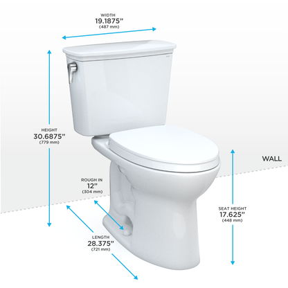 Toto Drake Transitional Two-Piece Toilet 1.28 Gpf - Universal Height