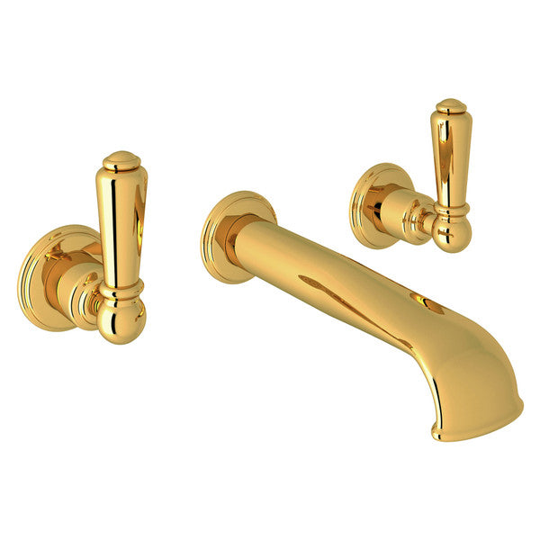 Perrin & Rowe Wall Mount 3-Hole Concealed Bathroom Faucet - With Metal Lever Handle.3560L-APC/TO