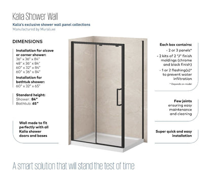 Kalia Mineral #520 - Gloss Shower wall 48 x 36 - Alcove Installation