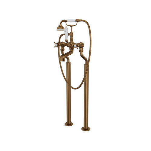Perrin & Rowe Edwardian Exposed Floor Mount Tub Filler with Handshower