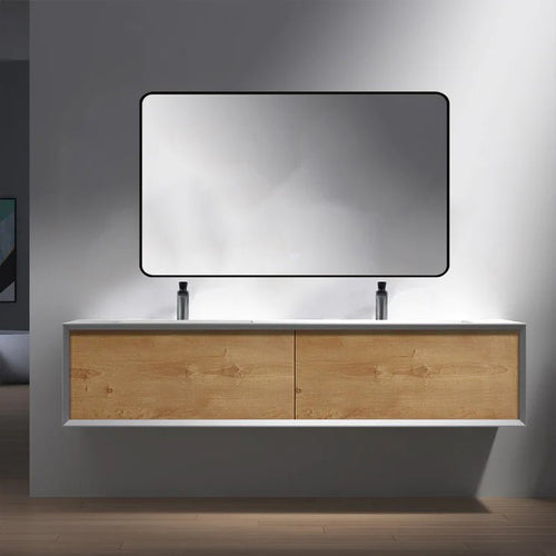 Modern Wall-Mount Double Sink Bathroom Vanity - Golzar Home