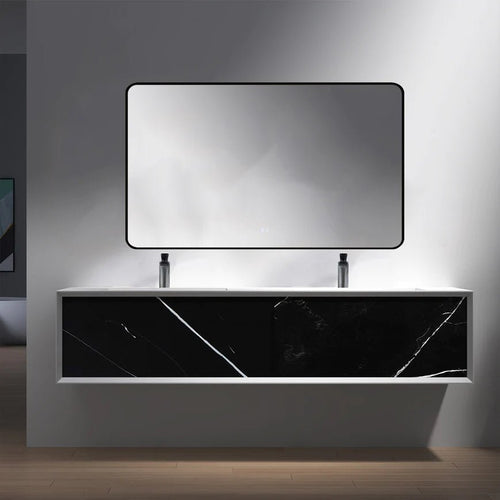 Modern Wall-Mount Double Sink Bathroom Vanity - Golzar Home