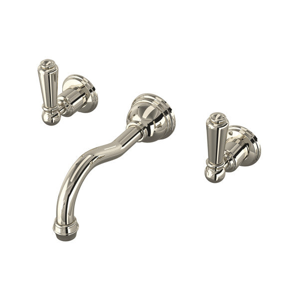 Perrin & Rowe Edwardian Wall Mount Column Spout Bathroom Faucet - With Metal Lever Handle.3790L-APC/TO